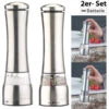 Rosenstein & Söhne Salz Pfeffer Mühle:Elektrische Salz-/Pfeffermühle, Keramik-Mahlwerk, Edelstahl, 2er-Set -Einrichtungsgeschäft nx7489 7