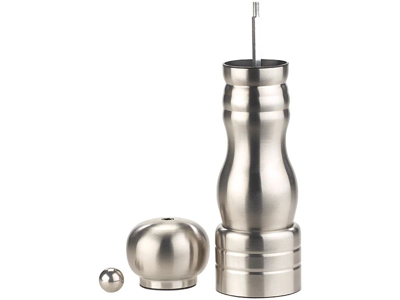 Rosenstein & Söhne Pfeffer Salzmühle:Klassische Salz- & Pfeffermühle, Keramik-Mahlwerk, Edelstahl, 2er-Set 6 Rosenstein & Söhne Pfeffer Salzmühle:Klassische Salz- & Pfeffermühle, Keramik-Mahlwerk, Edelstahl, 2er-Set – Bild 5