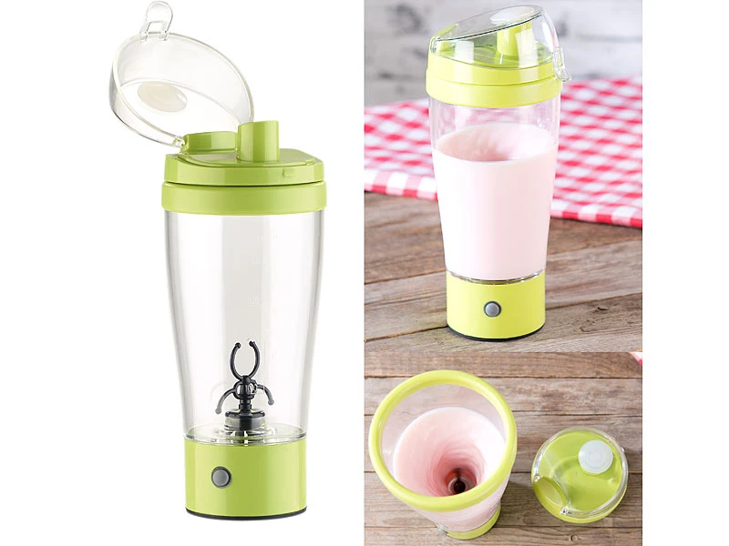 Rosenstein & Söhne Shaker:Selbstrührender Trinkbecher Mit Elektrischem Quirl, 450 Ml, BPA-frei 4 Rosenstein & Söhne Shaker:Selbstrührender Trinkbecher Mit Elektrischem Quirl, 450 Ml, BPA-frei – Bild 2