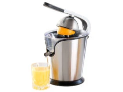 Rosenstein & Söhne Orangenpresse Elektrisch:Elektrische Edelstahl-Zitruspresse, 2 Aufsätze, Saftbehälter, 160 Watt -Einrichtungsgeschäft nx7707 15