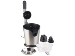 Rosenstein & Söhne Orangenpresse Elektrisch:Elektrische Edelstahl-Zitruspresse, 2 Aufsätze, Saftbehälter, 160 Watt -Einrichtungsgeschäft nx7707 16