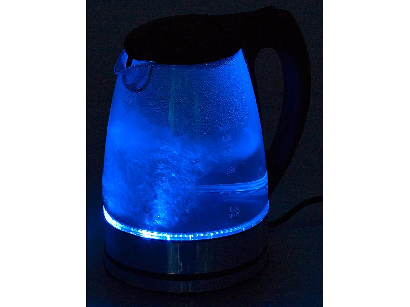 Rosenstein & Söhne Kettle:Glas-Wasserkocher Mit Blauer LED-Beleuchtung, 2.200 Watt, 1,7 Liter 8 Rosenstein & Söhne Kettle:Glas-Wasserkocher Mit Blauer LED-Beleuchtung, 2.200 Watt, 1,7 Liter – Bild 6