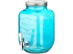 PEARL Trinkglas:7-teiliges Servier-Set Mit Getränkespender, 6 Gläser, Einmachglas-Look -Einrichtungsgeschäft nx7929 0