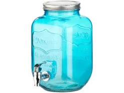 PEARL Trinkglas:7-teiliges Servier-Set Mit Getränkespender, 6 Gläser, Einmachglas-Look -Einrichtungsgeschäft nx7929 10