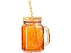 PEARL Trinkglas:7-teiliges Servier-Set Mit Getränkespender, 6 Gläser, Einmachglas-Look -Einrichtungsgeschäft nx7929 9