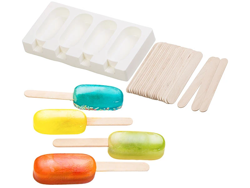Rosenstein & Söhne Silikonform Eis Am Stiel:3 Silikon-Formen Für 12 Eis Am Stiel, Je 70 Ml, Mit 72 Holzstielen 5 Rosenstein & Söhne Silikonform Eis Am Stiel:3 Silikon-Formen Für 12 Eis Am Stiel, Je 70 Ml, Mit 72 Holzstielen – Bild 3