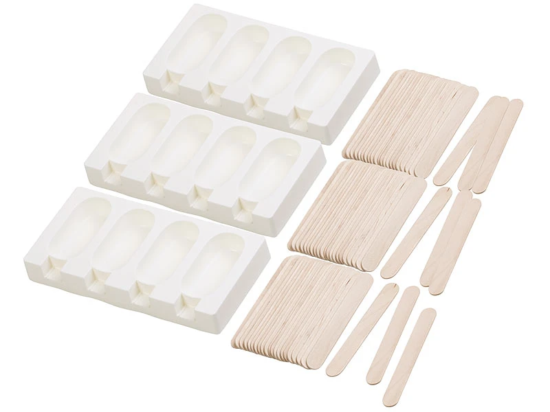Rosenstein & Söhne Silikonform Eis Am Stiel:3 Silikon-Formen Für 12 Eis Am Stiel, Je 70 Ml, Mit 72 Holzstielen 4 Rosenstein & Söhne Silikonform Eis Am Stiel:3 Silikon-Formen Für 12 Eis Am Stiel, Je 70 Ml, Mit 72 Holzstielen – Bild 2
