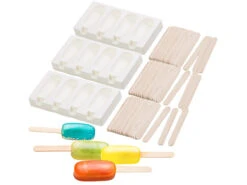 Rosenstein & Söhne Silikonform Eis Am Stiel:3 Silikon-Formen Für 12 Eis Am Stiel, Je 70 Ml, Mit 72 Holzstielen