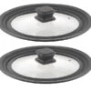 Rosenstein & Söhne Universaldeckel Topf:2er-Set Universal-Silikonrand-Glasdeckel Für Ø 20 - 24 Cm -Einrichtungsgeschäft nx7968 0