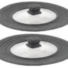 Rosenstein & Söhne Silikondeckel Für Töpfe:2er-Set Universal-Silikonrand-Glasdeckel, Ø 18 - 28 Cm -Einrichtungsgeschäft nx7969 0