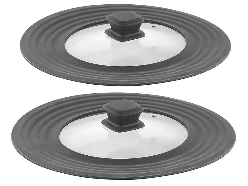 Rosenstein & Söhne Silikondeckel Für Töpfe:2er-Set Universal-Silikonrand-Glasdeckel, Ø 18 - 28 Cm 3 Rosenstein & Söhne Silikondeckel Für Töpfe:2er-Set Universal-Silikonrand-Glasdeckel, Ø 18 - 28 Cm