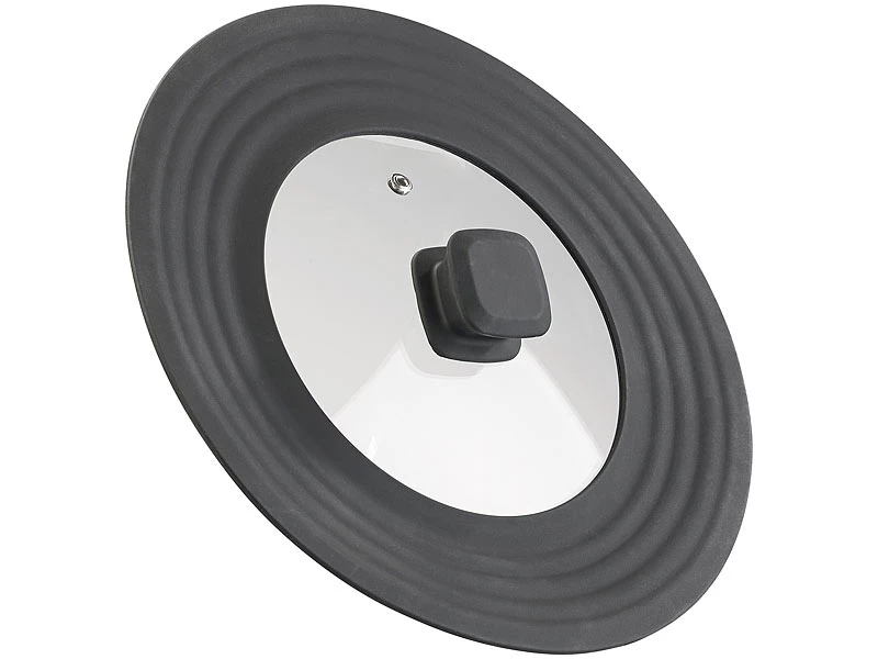 Rosenstein & Söhne Silikondeckel Für Töpfe:2er-Set Universal-Silikonrand-Glasdeckel, Ø 18 - 28 Cm 4 Rosenstein & Söhne Silikondeckel Für Töpfe:2er-Set Universal-Silikonrand-Glasdeckel, Ø 18 - 28 Cm – Bild 2