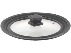 Rosenstein & Söhne Kochtopfdeckel:Universal-Silikonrand-Glasdeckel Für Töpfe & Pfannen Mit Ø 20 - 24 Cm