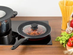 Rosenstein & Söhne Universaldeckel Topf:2er-Set Universal-Silikonrand-Glasdeckel Für Ø 20 - 24 Cm -Einrichtungsgeschäft nx7978 3 2