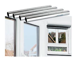 Infactory Wärmeschutzfolie Fenster:4er-Set Isolier-Spiegelfolie, Sicht-/UV-Schutz, Selbstklebend,40x200cm