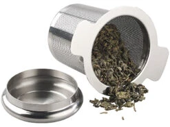 Rosenstein & Söhne Teefilter:Edelstahl-Teesieb Micro-geätzt Mit Deckel, Für Tassen & Kannen