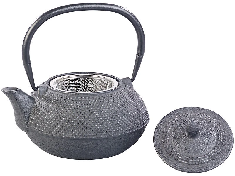 Rosenstein & Söhne Tee Set Asiatisch:Asiatische Teekanne, Untersetzer Und 2 Becher Aus Gusseisen, Schwarz 4 Rosenstein & Söhne Tee Set Asiatisch:Asiatische Teekanne, Untersetzer Und 2 Becher Aus Gusseisen, Schwarz – Bild 2