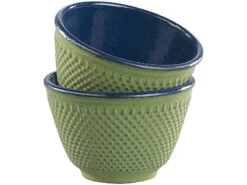 Rosenstein & Söhne Asiatisches Teeset:Asiatische Teekanne, Untersetzer Und 2 Becher Aus Gusseisen, Olivgrün -Einrichtungsgeschäft nx8174 1 1