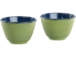 Rosenstein & Söhne Asiatisches Teeset:Asiatische Teekanne, Untersetzer Und 2 Becher Aus Gusseisen, Olivgrün -Einrichtungsgeschäft nx8174 2 1