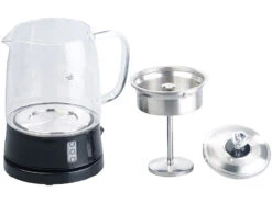 Rosenstein & Söhne Elektrischer Teekocher:2in1-Glas-Teebereiter & Wasserkocher, Edelstahl-Sieb, 800 Watt, 1,2 L -Einrichtungsgeschäft nx8188 10