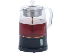 Rosenstein & Söhne Elektrischer Teekocher:2in1-Glas-Teebereiter & Wasserkocher, Edelstahl-Sieb, 800 Watt, 1,2 L -Einrichtungsgeschäft nx8188 14