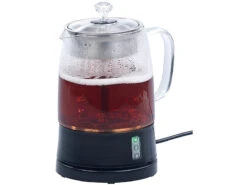 Rosenstein & Söhne Elektrischer Teekocher:2in1-Glas-Teebereiter & Wasserkocher, Edelstahl-Sieb, 800 Watt, 1,2 L -Einrichtungsgeschäft nx8188 15