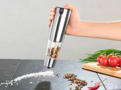 Rosenstein & Söhne Akku Pfeffermühle:Automatische Akku-Gewürzmühle Mit Keramik-Mahlwerk, USB-Ladefunktion -Einrichtungsgeschäft nx8230 7