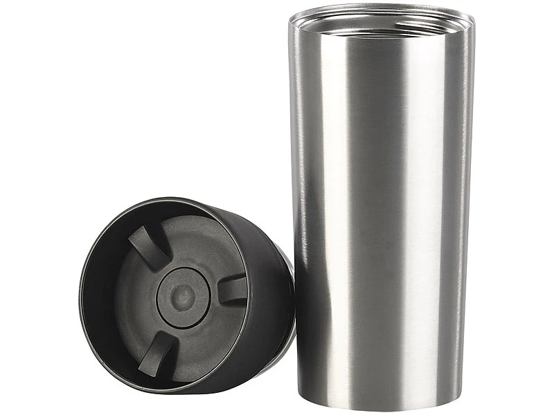 Rosenstein & Söhne Edelstahl Trinkbecher:2er-Set Edelstahl-Isolierbecher Mit Quick-Press-Verschluss, 360 Ml 6 Rosenstein & Söhne Edelstahl Trinkbecher:2er-Set Edelstahl-Isolierbecher Mit Quick-Press-Verschluss, 360 Ml – Bild 4