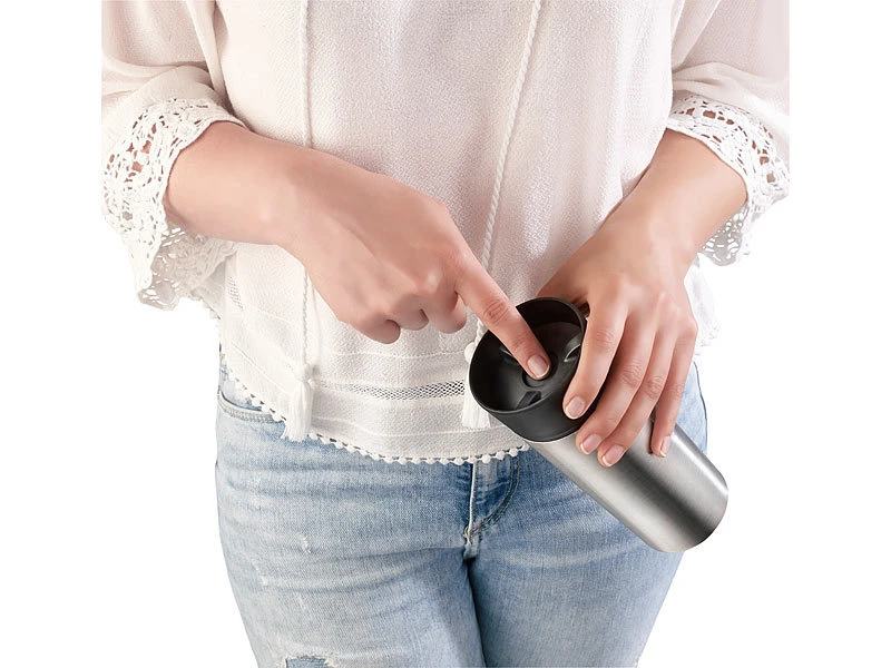 Rosenstein & Söhne Edelstahl Thermobecher:4er-Set Edelstahl-Isolierbecher Mit Quick-Press-Verschluss, 360 Ml 9 Rosenstein & Söhne Edelstahl Thermobecher:4er-Set Edelstahl-Isolierbecher Mit Quick-Press-Verschluss, 360 Ml – Bild 7