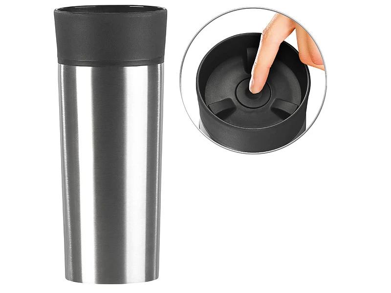 Rosenstein & Söhne Edelstahl Trinkbecher:2er-Set Edelstahl-Isolierbecher Mit Quick-Press-Verschluss, 360 Ml 11 Rosenstein & Söhne Edelstahl Trinkbecher:2er-Set Edelstahl-Isolierbecher Mit Quick-Press-Verschluss, 360 Ml – Bild 9