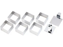 Rosenstein & Söhne Backringe:6 Dessert-/Speiseringe 8 X 8 X 5 Cm, Eckig, Mit Heber & Stampfer -Einrichtungsgeschäft nx8440 1