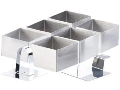 Rosenstein & Söhne Backringe:6 Dessert-/Speiseringe 8 X 8 X 5 Cm, Eckig, Mit Heber & Stampfer