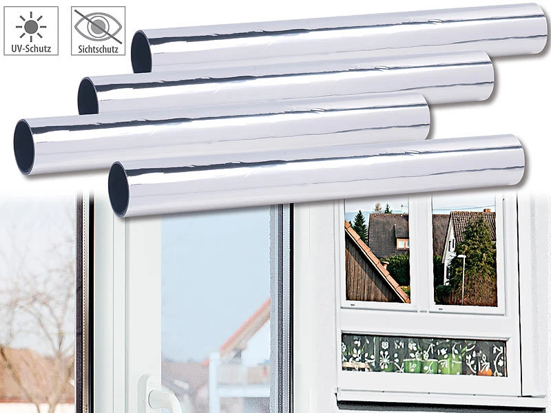 Infactory Isolierfolie Fenster:4er-Set Selbsthaftende Isolier-Spiegelfolie, Sicht-/UV-Schutz, 40 Cm 3 Infactory Isolierfolie Fenster:4er-Set Selbsthaftende Isolier-Spiegelfolie, Sicht-/UV-Schutz, 40 Cm