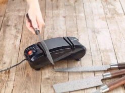 Rosenstein & Söhne Schleifstein Elektrisch:Elektrischer Keramik-Schleifer Für Stahlmesser, Grob- & Fein, 180 Watt -Einrichtungsgeschäft nx8562 4