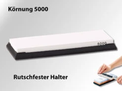 TokioKitchenWare Schleifstein Nass:Wasser-Schleifstein Für Messer, Mit Rutschfestem Halter, Körnung 5000