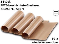 Rosenstein & Söhne Dauerbackpapier:Dauer-Backpapier & Antihaft-Bratfolie Aus Glasfaser, Beige, 9 Stück -Einrichtungsgeschäft nx8591 3 1