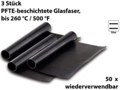 Rosenstein & Söhne Backpapier:Dauer-BBQ-Grillmatte & Antihaft-Bratfolie Aus Glasfaser, 9 Stück -Einrichtungsgeschäft nx8592 2