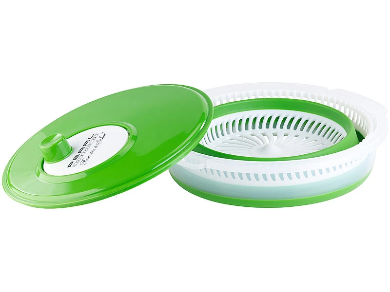 Rosenstein & Söhne Sieb:Faltbare XL-Salatschleuder Mit Kurbel Und Hoher Übersetzung, 5 L 5 Rosenstein & Söhne Sieb:Faltbare XL-Salatschleuder Mit Kurbel Und Hoher Übersetzung, 5 L – Bild 3