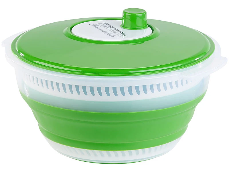 Rosenstein & Söhne Sieb:Faltbare XL-Salatschleuder Mit Kurbel Und Hoher Übersetzung, 5 L 3 Rosenstein & Söhne Sieb:Faltbare XL-Salatschleuder Mit Kurbel Und Hoher Übersetzung, 5 L