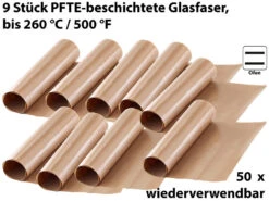 Rosenstein & Söhne Dauerbackpapier:Dauer-Backpapier & Antihaft-Bratfolie Aus Glasfaser, Beige, 9 Stück