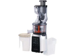 Rosenstein & Söhne Gemüsepresse:3in1-Slow-Juicer & Entsafter Mit Gemüse-Reibe & Eis-Aufsatz, 200 Watt -Einrichtungsgeschäft nx8651 1