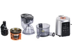 Rosenstein & Söhne Gemüsepresse:3in1-Slow-Juicer & Entsafter Mit Gemüse-Reibe & Eis-Aufsatz, 200 Watt -Einrichtungsgeschäft nx8651 10