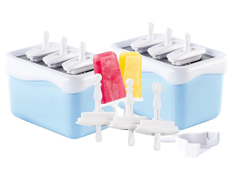 Rosenstein & Söhne Blitz-Eis-Bereiter:EXPRESS Eis-am-Stiel-Zubereiter, 2er-Set Für 6 Portionen 4 Rosenstein & Söhne Blitz-Eis-Bereiter:EXPRESS Eis-am-Stiel-Zubereiter, 2er-Set Für 6 Portionen – Bild 2