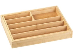 Rosenstein & Söhne Schubladeneinsatz:2er-Set Variable Bambus-Besteckeinsätze, 6 - 8 Fächer, 37 - 45,5 Cm -Einrichtungsgeschäft nx8735 8