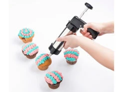 Rosenstein & Söhne Gebäckspritze:Edelstahl-Gebäckpresse & -Garnierspritze Mit 8 Schablonen Und 8 Tüllen -Einrichtungsgeschäft nx8805 10