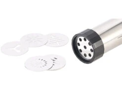 Rosenstein & Söhne Gebäckspritze:Edelstahl-Gebäckpresse & -Garnierspritze Mit 8 Schablonen Und 8 Tüllen -Einrichtungsgeschäft nx8805 6