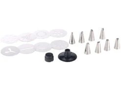 Rosenstein & Söhne Gebäckspritze:Edelstahl-Gebäckpresse & -Garnierspritze Mit 8 Schablonen Und 8 Tüllen -Einrichtungsgeschäft nx8805 7