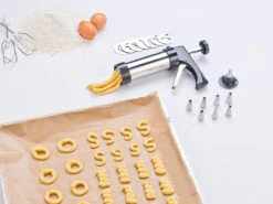 Rosenstein & Söhne Gebäckspritze:Edelstahl-Gebäckpresse & -Garnierspritze Mit 8 Schablonen Und 8 Tüllen -Einrichtungsgeschäft nx8805 9