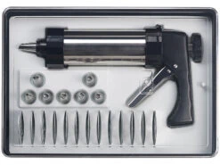 Rosenstein & Söhne Teigspritze:Profi-Edelstahl-Gebäckpresse & Garnierspritze, 13 Schablonen, 8 Tüllen 17 Rosenstein & Söhne Teigspritze:Profi-Edelstahl-Gebäckpresse & Garnierspritze, 13 Schablonen, 8 Tüllen -Einrichtungsgeschäft nx8806 5