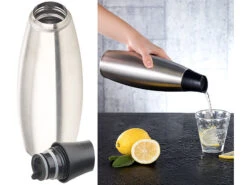 Carlo Milano Edelstahl Trinkflasche:Design-Thermo-Isolierflasche Mit Klick-Verschluss, Edelstahl, 650 Ml -Einrichtungsgeschäft nx8877 8